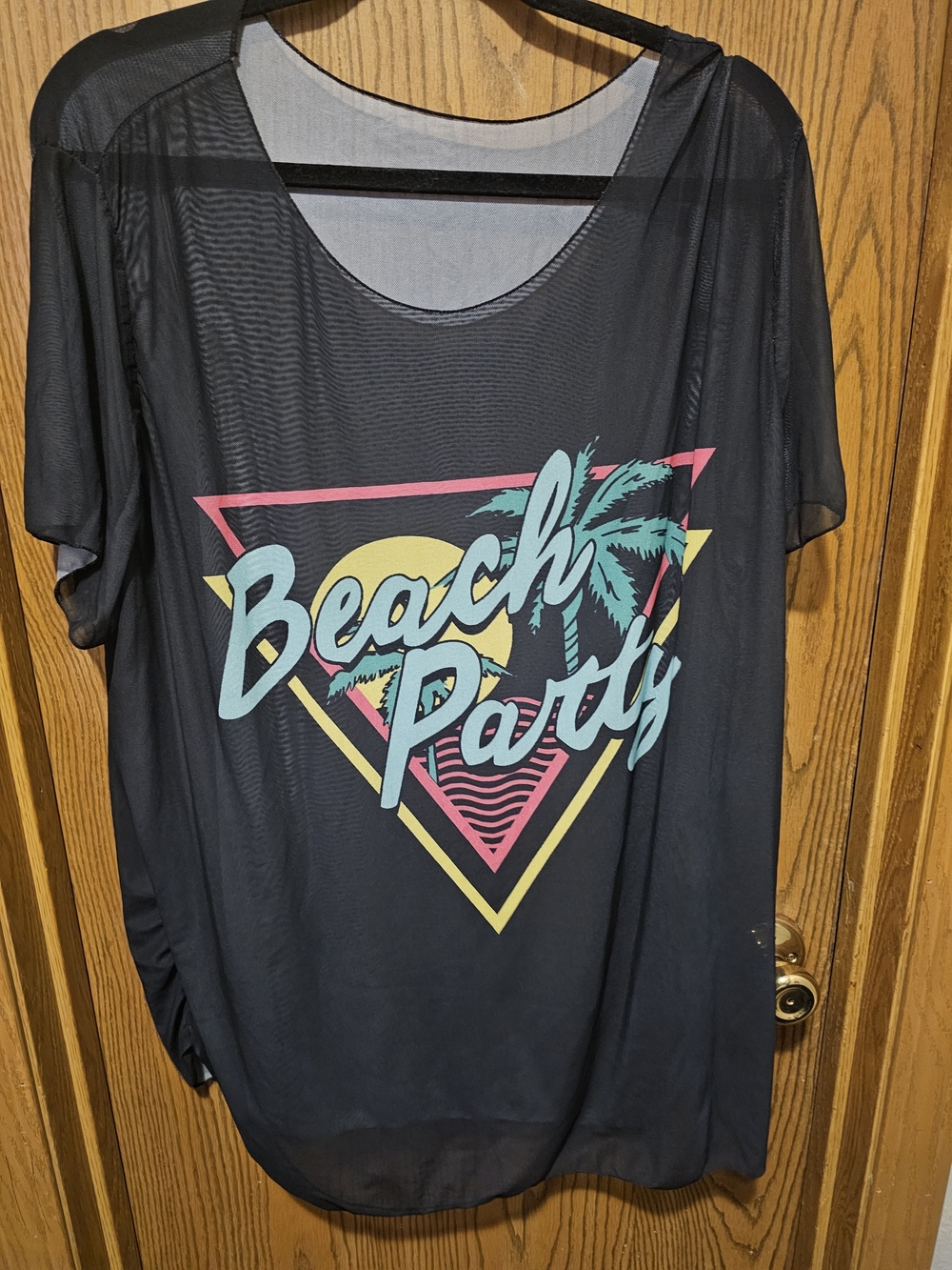SHEIN Black Sheer 'Beach Party' Graphic Cover-Up And Bottoms